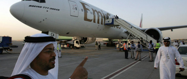 The crew of an Emirates Airlines Boeing