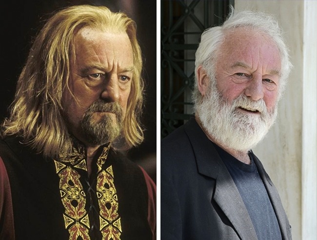 Théoden (Bernard Hill). Bernard Hill este cunoscut pentru interpretarea rolului căpitanului, în filmul Titanic. Este singurul actor al lumii care a jucat în mai mult de un film care a obținut 11 premii Oscar.