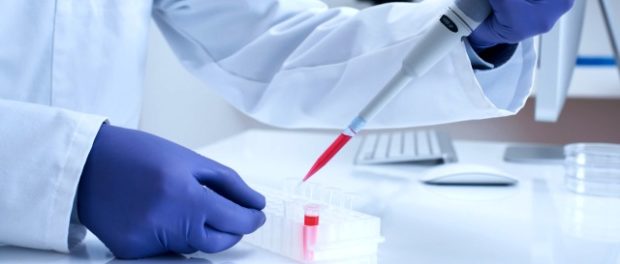 Scientist processing DNA sample in laboratory