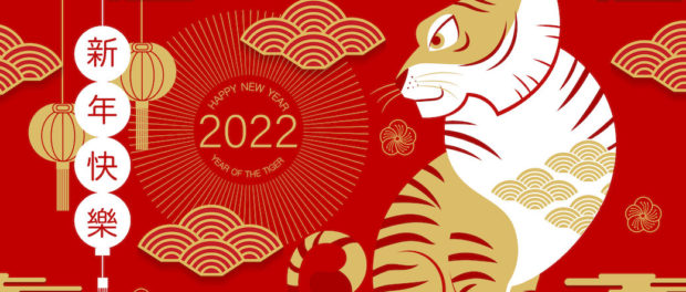 Happy new year, Chinese New Year, 2022, Year of the Tiger, cartoon character, royal tiger, Flat design.