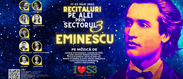afis Eminescu pe alei prin Sectorul 3